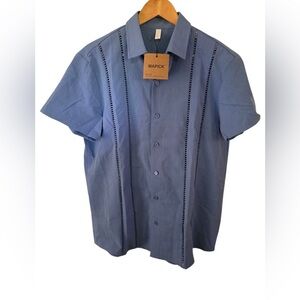 MAPICK Blue Short Sleeve Button-Up Shirt | Size L | NWT